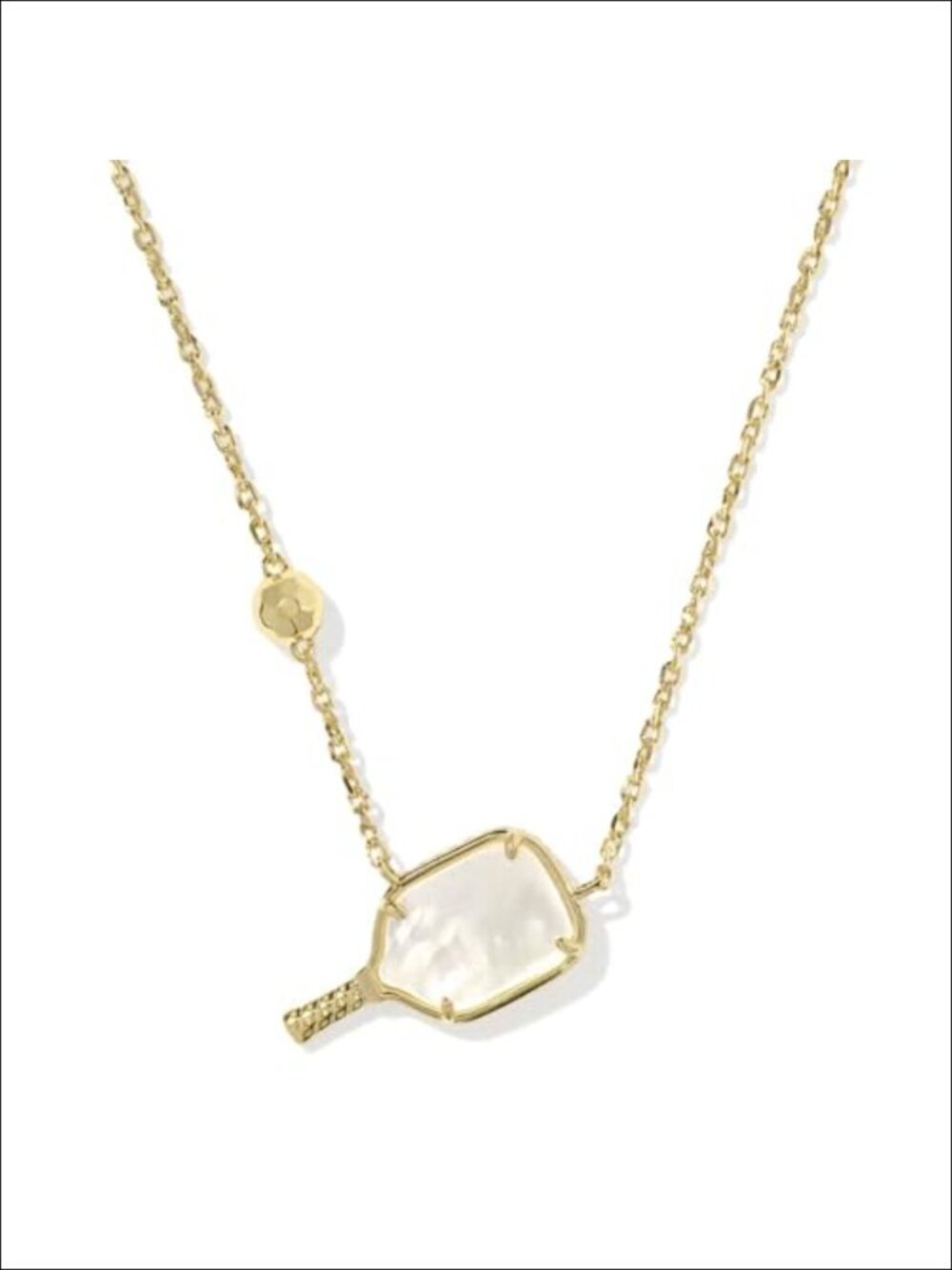 Pickleball Pendant Necklace 14k Yellow Gold Over Brass Mother of Pearl